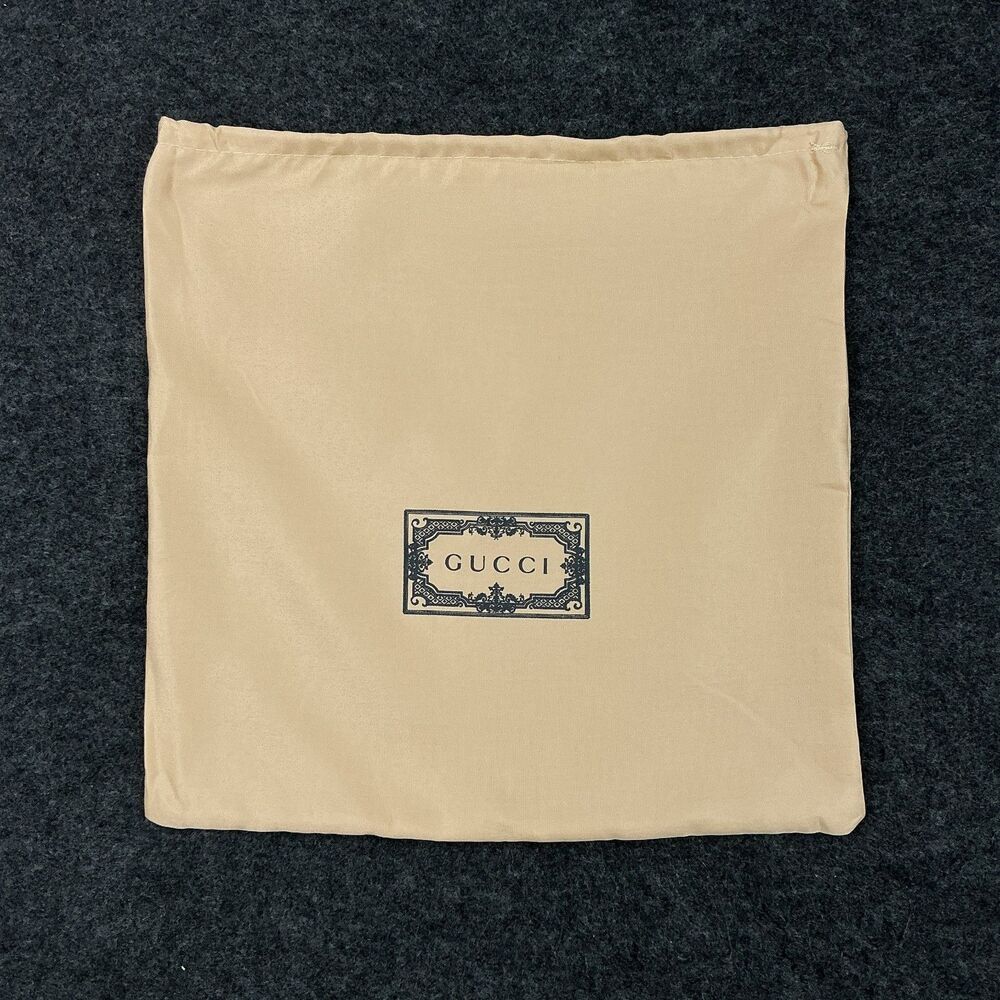 Gucci Satin Dust Bag Drawstring Storage Pouch Square Small Beige Logo Designer